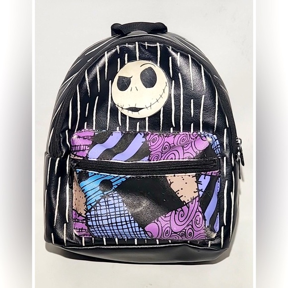 Nightmare Before Christmas Jack Skeleton Patchwork Faux Leather Mini Backpack - Picture 1 of 8